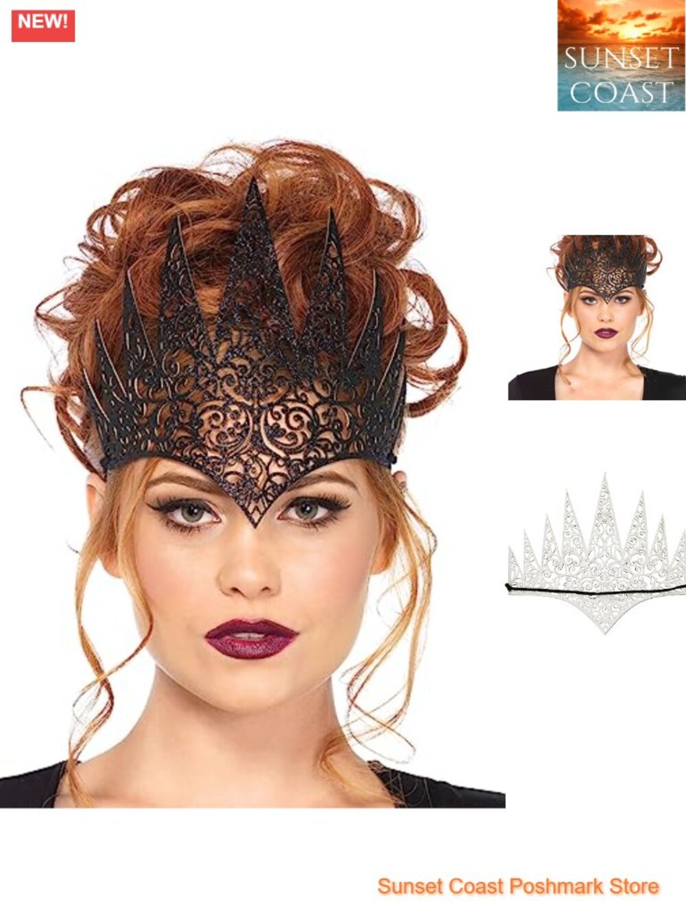 Glitter Filigree Die Cut Royal Crown Costume Headpiece Cosplay Halloween